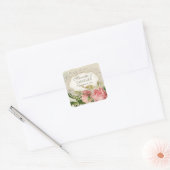 Modernes, Vintages Spitzentea Hydrangea in Rose Quadratischer Aufkleber (Umschlag)