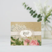 Modernes, Vintages Spitzentea Hydrangea in Rose RSVP Karte (Stehend Vorderseite)