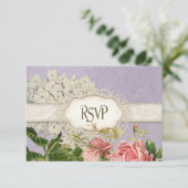 Modernes, Vintages Spitzentea Hydrangea in Rose RSVP Karte (Stehend Vorderseite)