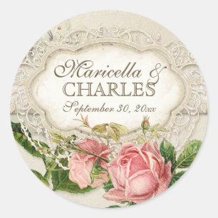 Modernes, Vintages Spitzentea Hydrangea in Rose Runder Aufkleber