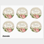 Modernes, Vintages Spitzentea Hydrangea in Rose Runder Aufkleber (Blatt)