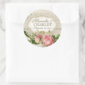 Modernes, Vintages Spitzentea Hydrangea in Rose Runder Aufkleber (Tasche)