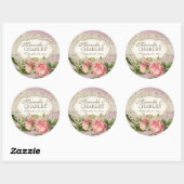 Modernes, Vintages Spitzentea Hydrangea in Rose Runder Aufkleber (Blatt)
