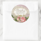Modernes, Vintages Spitzentea Hydrangea in Rose Runder Aufkleber (Tasche)