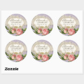 Modernes, Vintages Spitzentea Hydrangea in Rose Runder Aufkleber (Blatt)