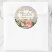 Modernes, Vintages Spitzentea Hydrangea in Rose Runder Aufkleber (Tasche)