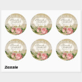 Modernes, Vintages Spitzentea Hydrangea in Rose Runder Aufkleber (Blatt)