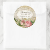 Modernes, Vintages Spitzentea Hydrangea in Rose Runder Aufkleber (Tasche)