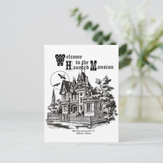 modernes Vintages Spuk Herrenhaus Postkarte (Stehend Vorderseite)