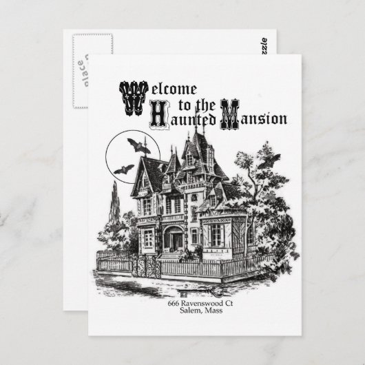 modernes Vintages Spuk Herrenhaus Postkarte (Vorne/Hinten)