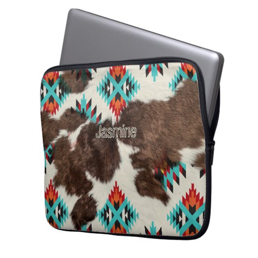 Modernes, Vintages Südwestküstenmuster Laptopschutzhülle (Vorderseite Links)