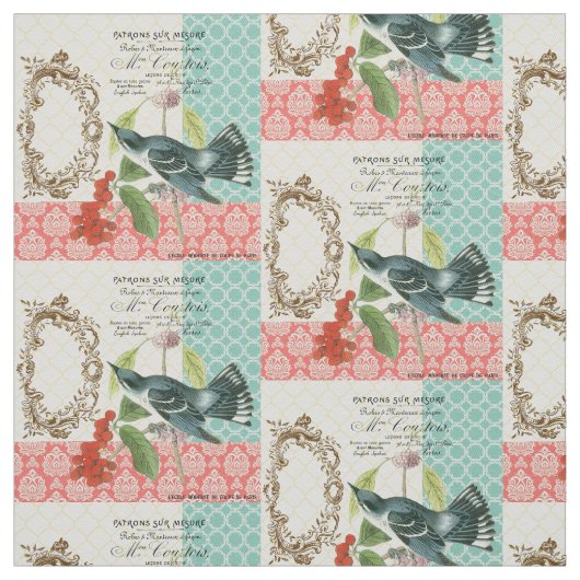 Modernes Vintages Vogelgeflecht Stoff (Muster)