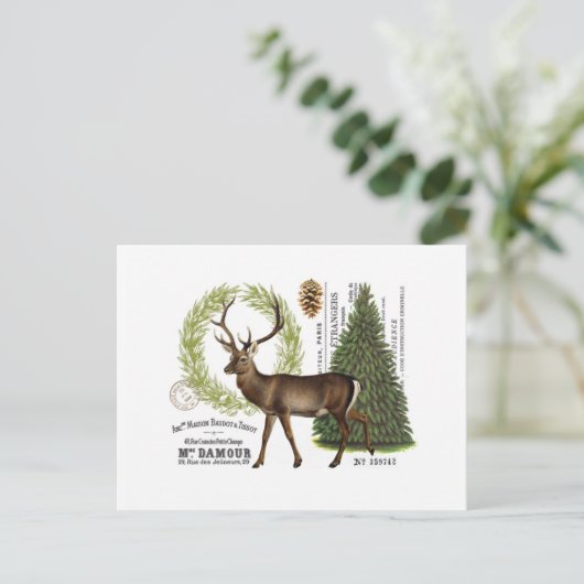 modernes Vintages Waldwild Postkarte (Stehend Vorderseite)