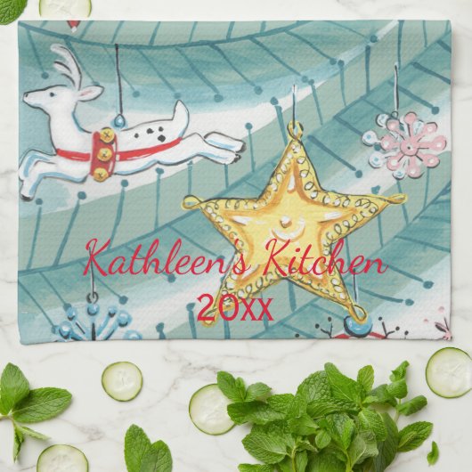 Modernes Vintages Weihnachtsbaum Geschirrtuch (Gefaltet)