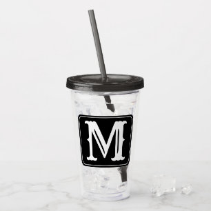 Modernes Vintages weißes Monogramm Acryltrinkbecher