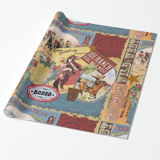modernes Vintages Westerncowgirl Geschenkpapier (Ungerollt)