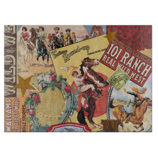 modernes Vintages Westerncowgirl Schneidebrett (Vorderseite)