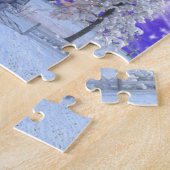 Modernes Vintages Winterschneeflocken Haus Blau Puzzle (Seite)