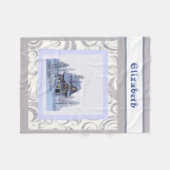 Modernes Vintages Winterschneeflocken-Haus Fleecedecke (Vorderseite (Horizontal))