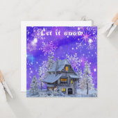 Modernes Vintages Winterschneeflocken-Haus Karte (Vorderseite/Rückseite Beispiel)