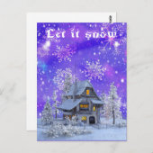 Modernes Vintages Winterschneeflocken-Haus Postkarte (Vorne/Hinten)