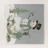 Modernes Vintages Winterschneepuzzle Puzzle (Horizontal)