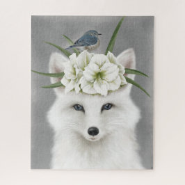 Modernes Vintages Winterweißfuchs-Puzzle Puzzle