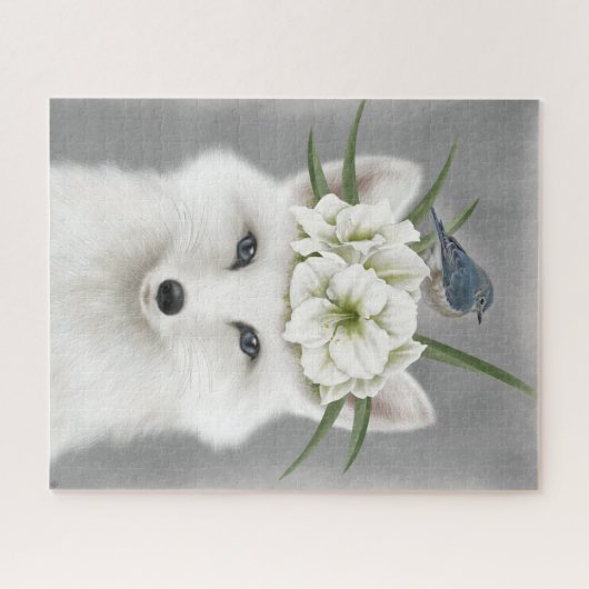 Modernes Vintages Winterweißfuchs-Puzzle Puzzle (Horizontal)