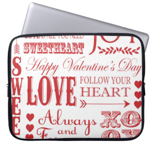 Modernes Vintages Wort Valentine Liebe Laptopschutzhülle