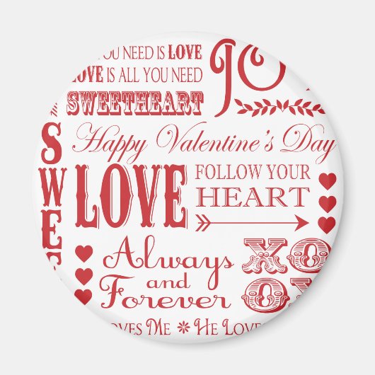 Modernes Vintages Wort Valentine Liebe Magnet (Vorne)