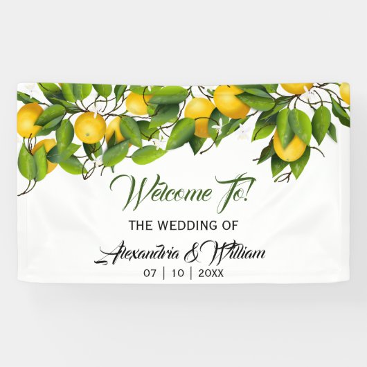 Modernes Vintages Zitronenfrucht | Hochzeit Banner (Horizontal)