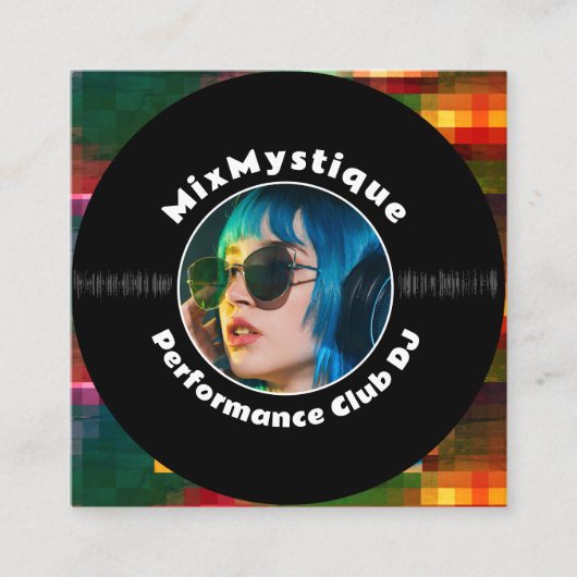 Modernes Vinyl Record DJ-Foto Quadratische Visitenkarte (Vorderseite)