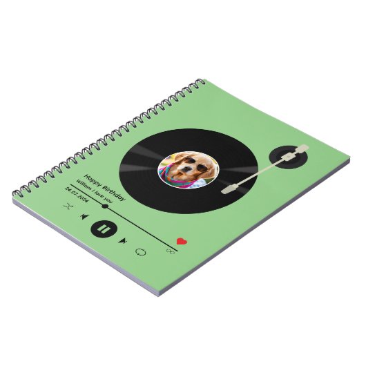Modernes Vinyl Record Foto & Name für Schulspirale Notizblock (Linke Seite)