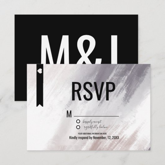 Modernes Violet Abstrakt Blush Strokes Wedding RSV Einladung (Vorne/Hinten)