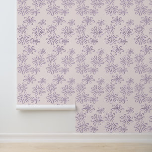 Modernes Violet auf blütige Blume Doodle Tapete
