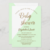 Modernes Virtual Baby Duwer Green Gender neutral Einladung (Vorne/Hinten)