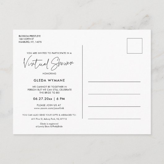 Modernes Virtual Dusche Foto Postkarte (Rückseite)