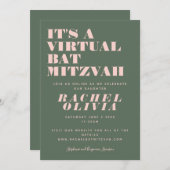 Modernes virtuelles Online-Rosa und grünes Bat Mit Einladung (Vorne/Hinten)