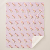 Modernes Vogel Art Pink Lilac Muster Sherpadecke (Vorderseite)