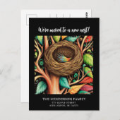 Modernes Vogelnest - Neuer Zuhause-Moving Ankündig Postkarte (Vorne/Hinten)