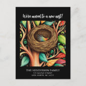 Modernes Vogelnest - Neuer Zuhause-Moving Ankündig Postkarte (Vorderseite)