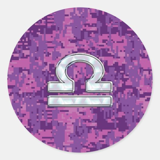 Modernes Waage-Tierkreis-Symbol auf pinkfarbener Runder Aufkleber (Vorderseite)