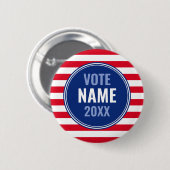 Modernes Wahlkampfdesign - Preppy Stripes Red Blue Button (Vorne & Hinten)