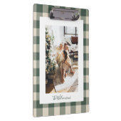 Modernes waldgrünes Kariertes rustikales Foto Klemmbrett (Rechts)