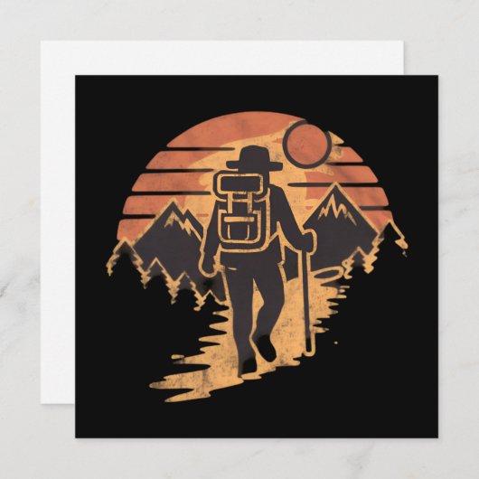 Modernes Wandern Vintag Feiertagskarte (Vorne/Hinten)