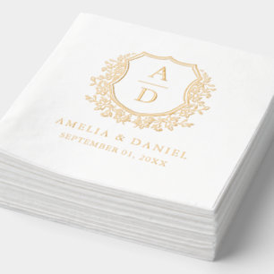 Modernes Wappen Monogram Wedding Gold Servietten Mit Folie