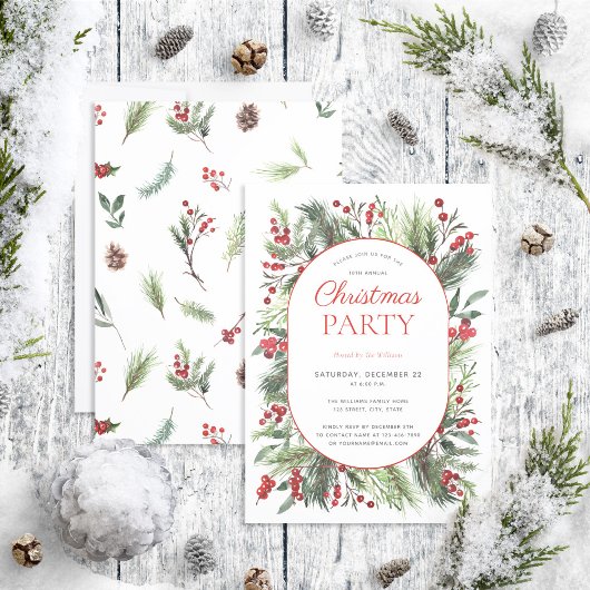 Modernes warmes Rotes Winter Weihnachts-Party Einladung