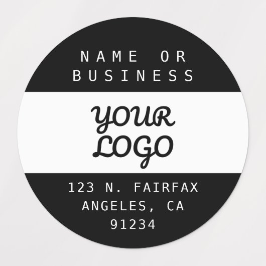 Modernes wasserdichtes Logo und Text | Schwarz/Wei Etiketten (Design 1)