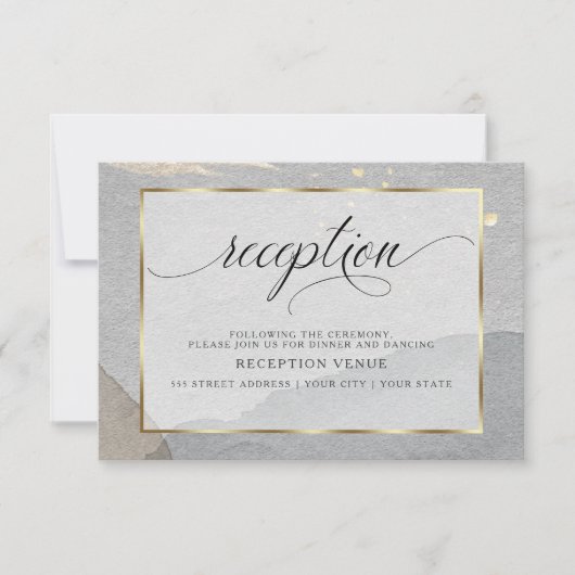 Modernes Wasserfarben Abstrakt Granit Einladung (Vorderseite)