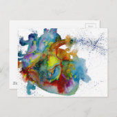 Modernes Wasserfarben Anatomisches Herz Postkarte (Vorne/Hinten)